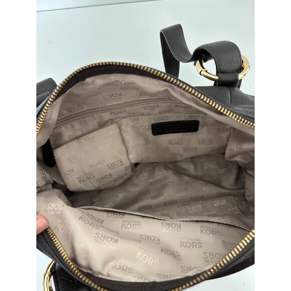 Michael Kors Brown Pebbled Leather Bag Gold Hardware Quiet Luxury Old Money - Picture 11 of 13